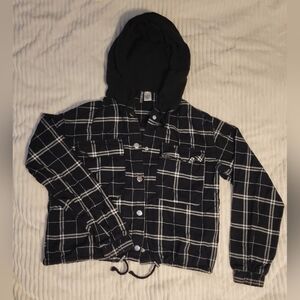B&W Plaid Button-Up Jacket
